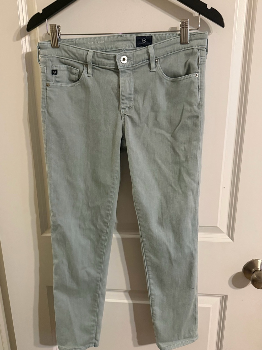 Adriano Goldschmeid The Stilt Crop Cigarette crop Jeans in Soft Sage Green